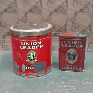2 pc vintage containers only of  Union Leader Tobacco tins